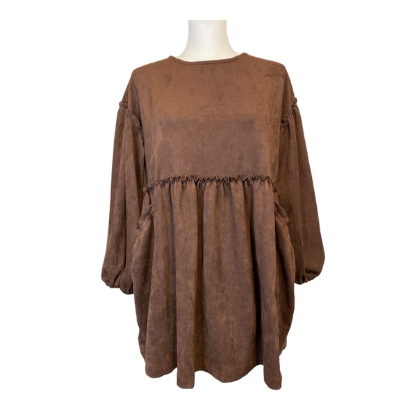 Chelsea & Violet Dresses & Skirts - NWOT Chelsea & Violet Faux Suede Babydoll Dress in Chocolate Brown Size M